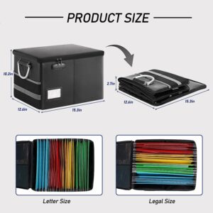 Black Fireproof Document Box With Lock(Foldable/Legal size/Waterproof)