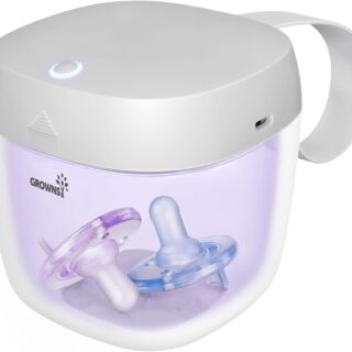 GROWNSY Pacifier Sanitizer Portable, UV Light Sanitizer on The Go, USB Charging Sanitizer Case, Mini Pacifier Sanitizer 99.99% Cleaned in 59 Seconds (White)