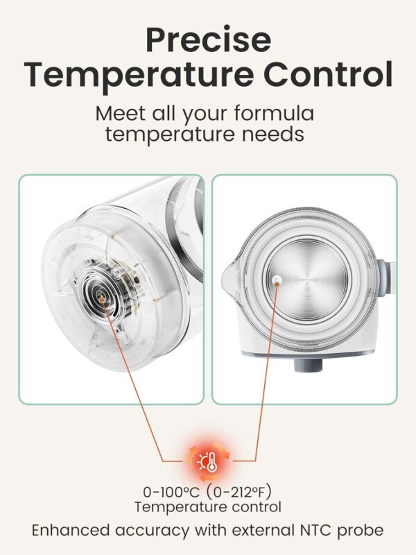 GROWNSY Baby Instant Warmer, Glass Water Boiler with Accurate Temperature Control for Formula, Coffee and Tea, 1.3 Liter Electric Kettle with LCD Display and Timer - Image 2