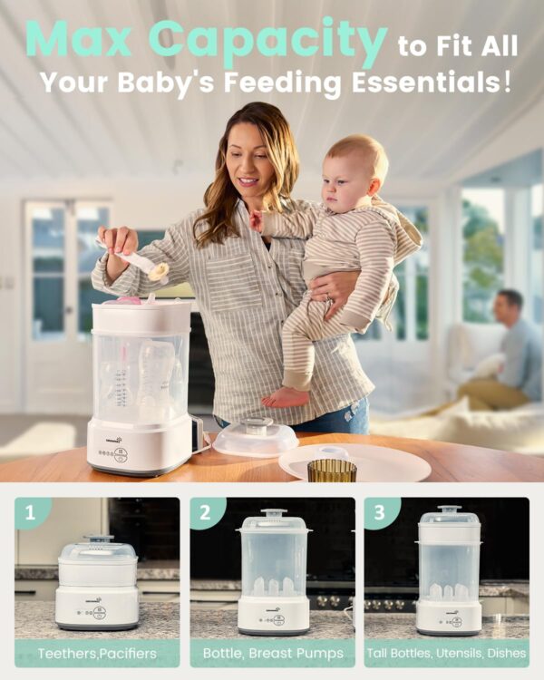 GROWNSY Bottle Sterilizer and Dryer, Compact Electric Steam Baby Bottle Sterilizer - Image 4