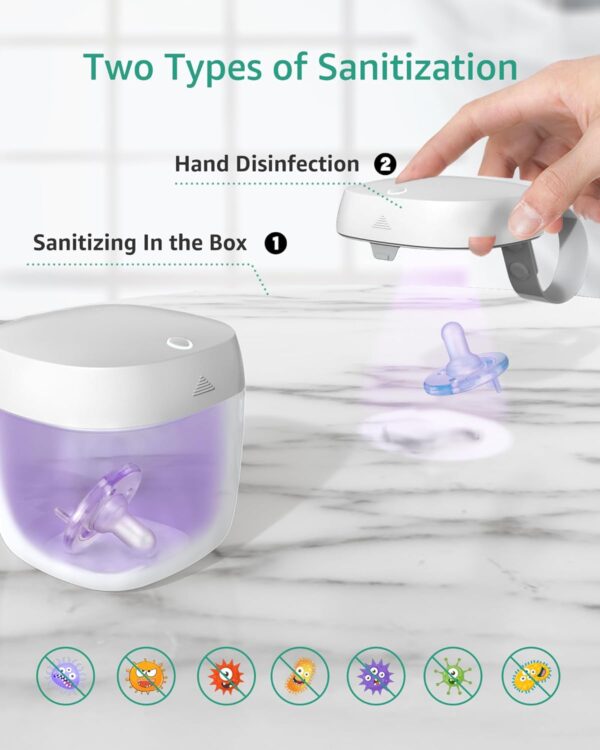 GROWNSY Pacifier Sanitizer Portable, UV Light Sanitizer on The Go, USB Charging Sanitizer Case, Mini Pacifier Sanitizer 99.99% Cleaned in 59 Seconds (White) - Image 5