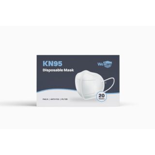 WeCare KN95 Disposable Face Mask, Adult, White, 20/Pack (3 Packs, 60 Masks)